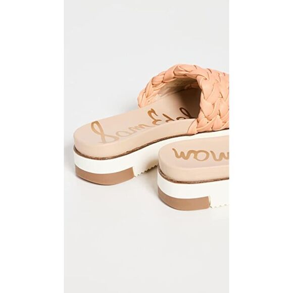 NWT SAM EDELMAN Womens Orange Ainslie Round Toe Wedge Slip On Slide Sandals 9 M - Picture 2 of 4